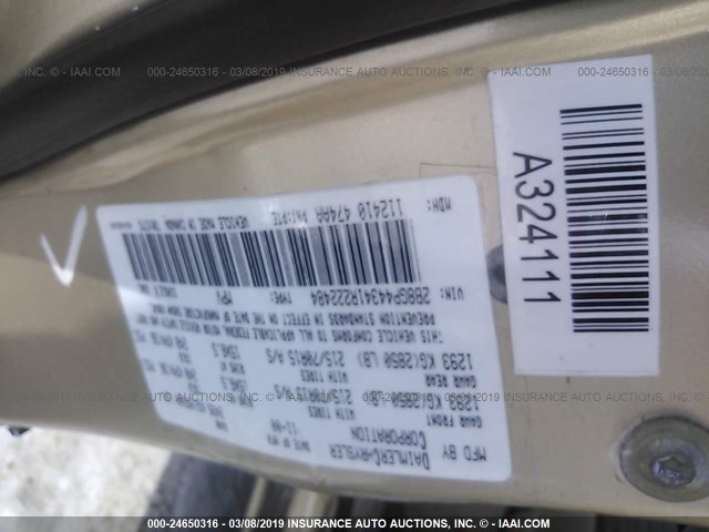 2B8GP44341R222484 - 2001 DODGE GRAND CARAVAN SPORT GOLD photo 9