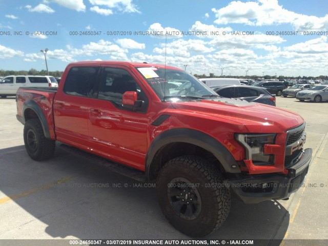 1FTFW1RG1JFB64905 - 2018 FORD F150 RAPTOR RED photo 1