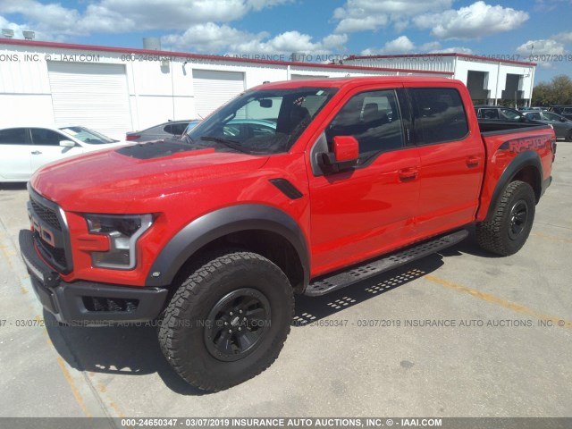 1FTFW1RG1JFB64905 - 2018 FORD F150 RAPTOR RED photo 2