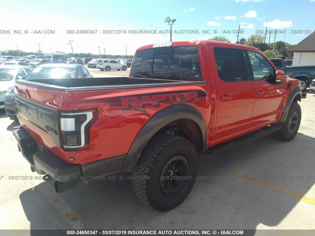 1FTFW1RG1JFB64905 - 2018 FORD F150 RAPTOR RED photo 4