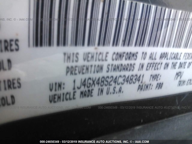 1J4GX48S24C348341 - 2004 JEEP GRAND CHEROKEE LAREDO/COLUMBIA/FREEDOM 绿色 照片 9
