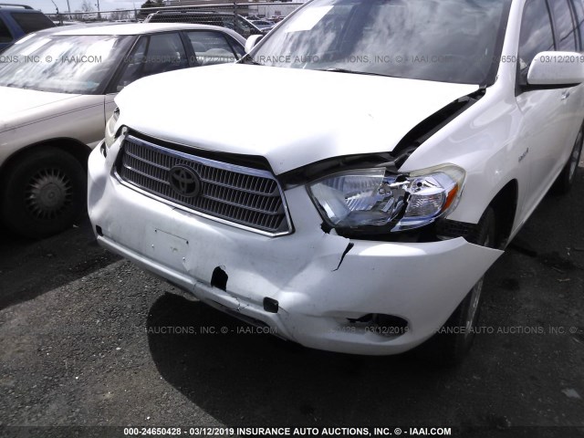 JTEEW41A992037080 - 2009 TOYOTA HIGHLANDER HYBRID WHITE photo 6