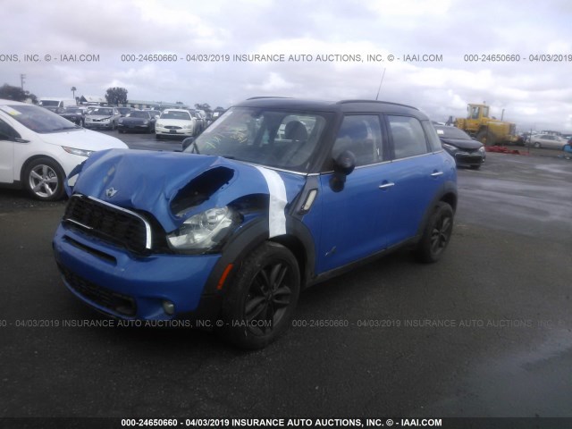 WMWZC5C56BWL55478 - 2011 MINI COOPER BLUE photo 2