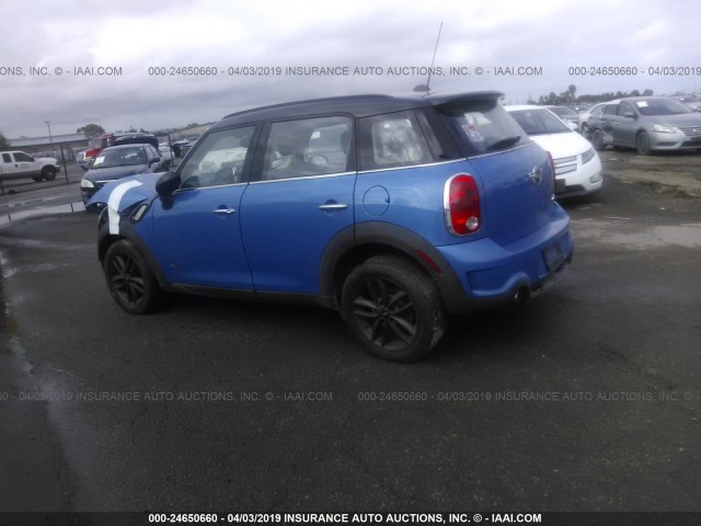 WMWZC5C56BWL55478 - 2011 MINI COOPER BLUE photo 3