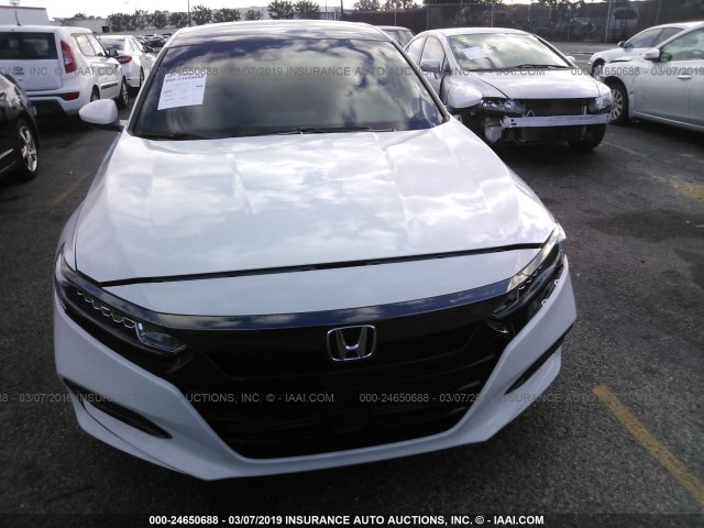 1HGCV1E37JA025515 - 2018 HONDA ACCORD SPORT WHITE photo 6