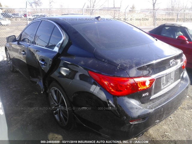 JN1AV7AR0GM530082 - 2016 INFINITI Q50 HYBRID BLACK photo 3