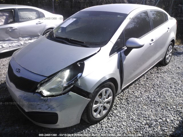 KNADM4A35D6119572 - 2013 KIA RIO LX SILVER photo 2