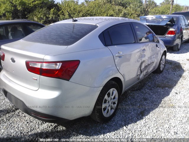 KNADM4A35D6119572 - 2013 KIA RIO LX SILVER photo 4