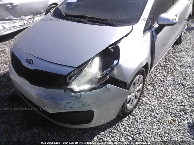 KNADM4A35D6119572 - 2013 KIA RIO LX SILVER photo 6