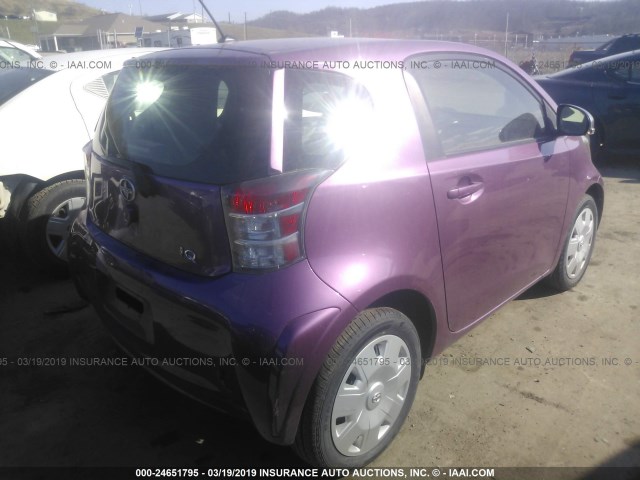 JTNJJXB0XDJ022395 - 2013 TOYOTA SCION IQ PURPLE photo 4