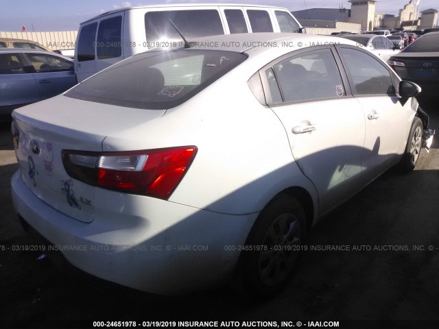 KNADM4A39D6156592 - 2013 KIA RIO LX WHITE photo 4