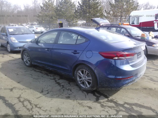 5NPD84LF2JH264570 - 2018 HYUNDAI ELANTRA SEL/VALUE/LIMITED BLUE photo 3