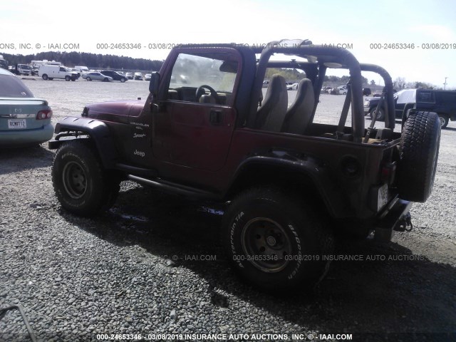 1J4FY19S2XP451553 - 1999 JEEP WRANGLER / TJ SPORT RED photo 3