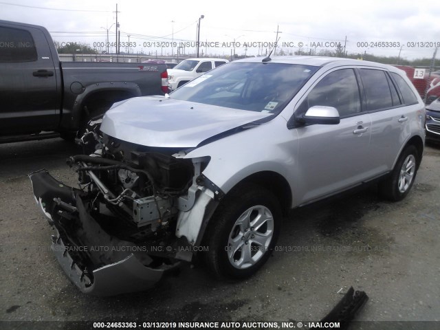 2FMDK3JCXEBB60488 - 2014 FORD EDGE SEL SILVER photo 2