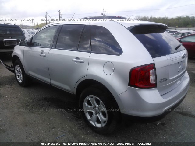 2FMDK3JCXEBB60488 - 2014 FORD EDGE SEL SILVER photo 3