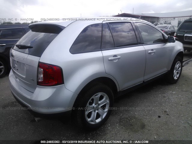 2FMDK3JCXEBB60488 - 2014 FORD EDGE SEL SILVER photo 4