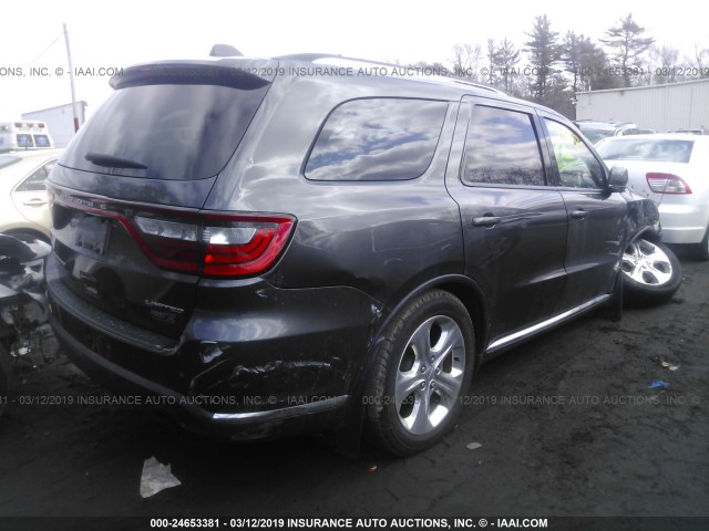 1C4RDJDG9FC938658 - 2015 DODGE DURANGO LIMITED GRAY photo 4