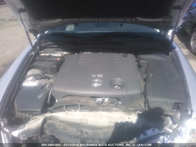 JTHBK262975038183 - 2007 LEXUS IS 250 SILVER photo 10