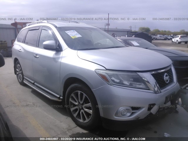 5N1AR2MN3EC680750 - 2014 NISSAN PATHFINDER S/SV/SL/PLATINUM SILVER photo 1