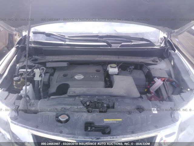 5N1AR2MN3EC680750 - 2014 NISSAN PATHFINDER S/SV/SL/PLATINUM SILVER photo 10