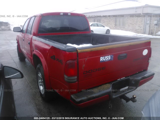 1D7HG38NX3S168887 - 2003 DODGE DAKOTA QUAD SPORT RED photo 3