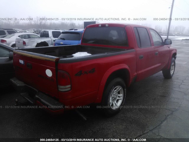 1D7HG38NX3S168887 - 2003 DODGE DAKOTA QUAD SPORT RED photo 4