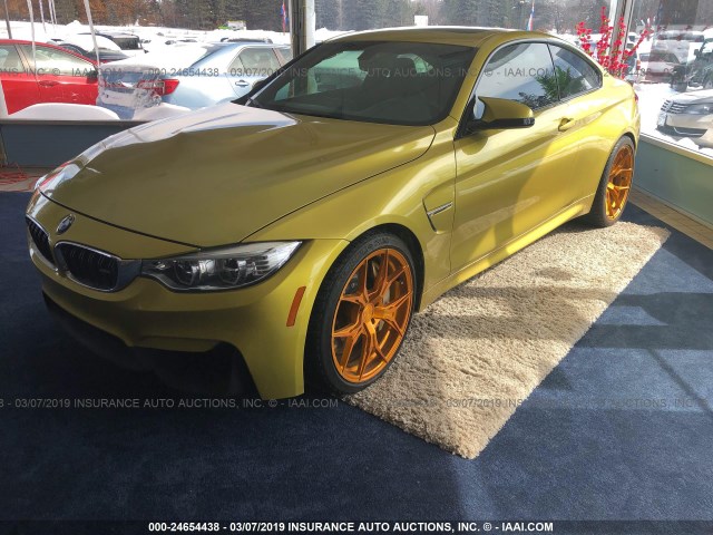 WBS3R9C5XGK336731 - 2016 BMW M4 YELLOW photo 2