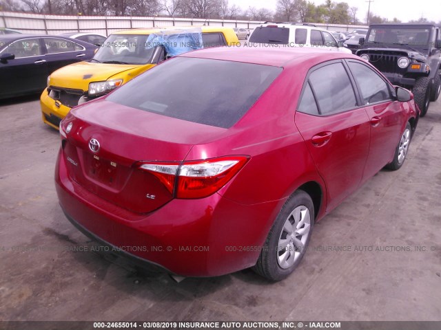 5YFBURHE0GP423081 - 2016 TOYOTA COROLLA L/LE/LE PLS/PRM/S/S PLS RED photo 4