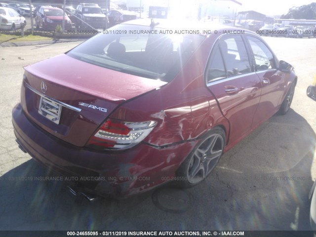 WDDGF7HB4EA904887 - 2014 MERCEDES-BENZ C 63 AMG RED photo 4