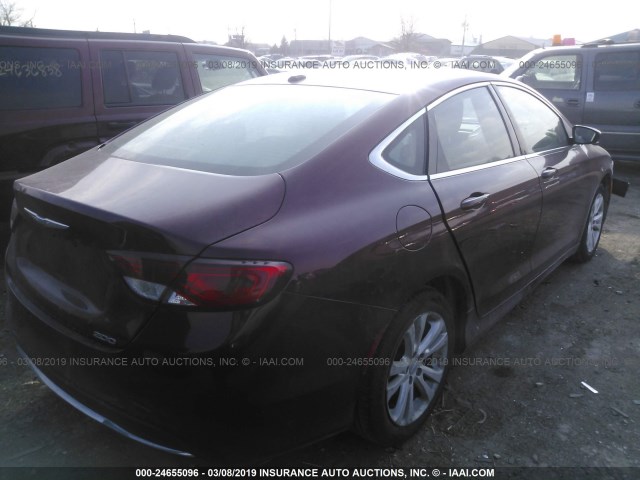 1C3CCCAB4FN529974 - 2015 CHRYSLER 200 LIMITED MAROON photo 4