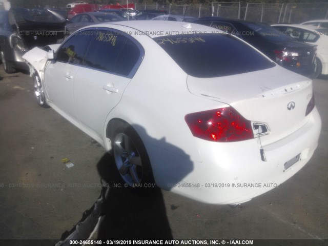 JN1CV6AR6DM757193 - 2013 INFINITI G37 WHITE photo 3