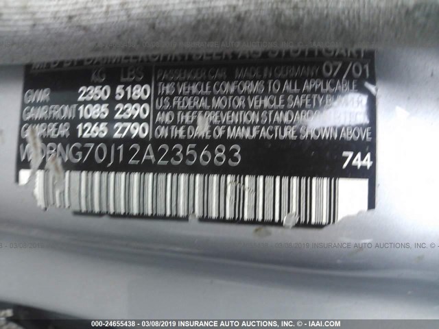 WDBNG70J12A235683 - 2002 MERCEDES-BENZ S 430 SILVER photo 9