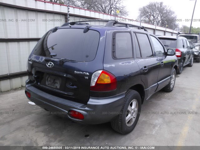 KM8SC13D74U764636 - 2004 HYUNDAI SANTA FE GLS/LX BLUE photo 4