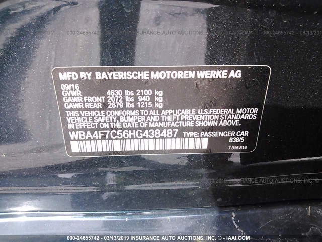 WBA4F7C56HG438487 - 2017 BMW 430I GRAN COUPE BLUE photo 9