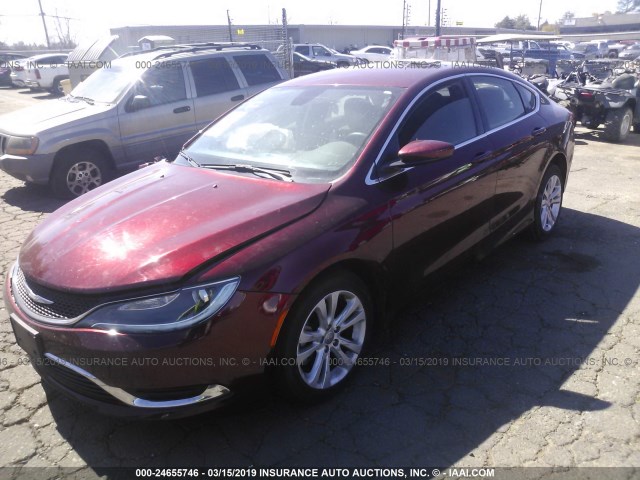1C3CCCAB1GN126617 - 2016 CHRYSLER 200 LIMITED RED photo 2