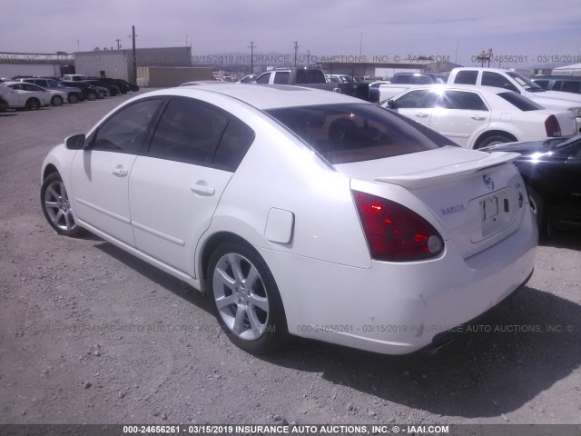 1N4BA41E17C826071 - 2007 NISSAN MAXIMA SE/SL WHITE photo 3