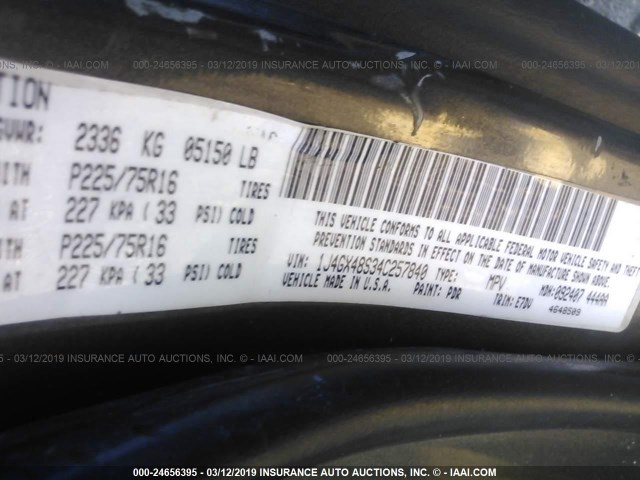 1J4GX48S34C257840 - 2004 JEEP GRAND CHEROKEE LAREDO/COLUMBIA/FREEDOM 黑色 照片 9