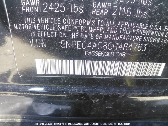 5NPEC4AC8CH484763 - 2012 HYUNDAI SONATA SE/LIMITED BLACK photo 9