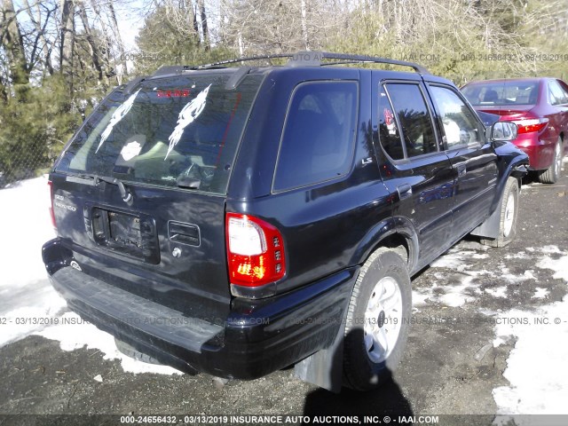 4S2DM58W124336770 - 2002 ISUZU RODEO S/LS/LSE BLACK photo 4