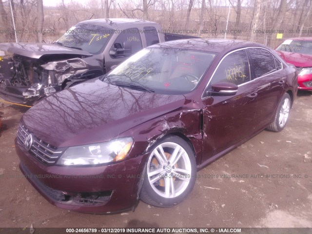 1VWBN7A38EC082820 - 2014 VOLKSWAGEN PASSAT SE BURGUNDY photo 2