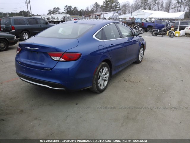 1C3CCCAB8FN722919 - 2015 CHRYSLER 200 LIMITED BLUE photo 4