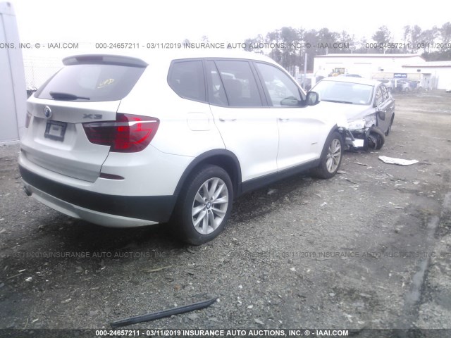 5UXWX9C55E0D14527 - 2014 BMW X3 XDRIVE28I WHITE photo 4