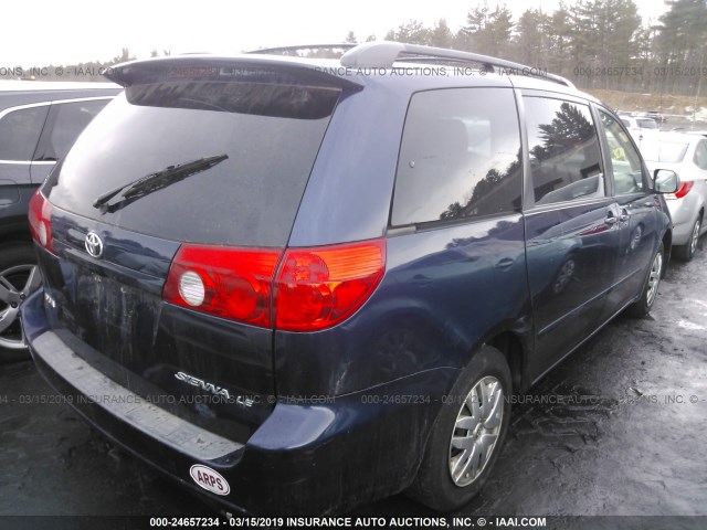 5TDZK23CX7S056487 - 2007 TOYOTA SIENNA CE/LE BLUE photo 4