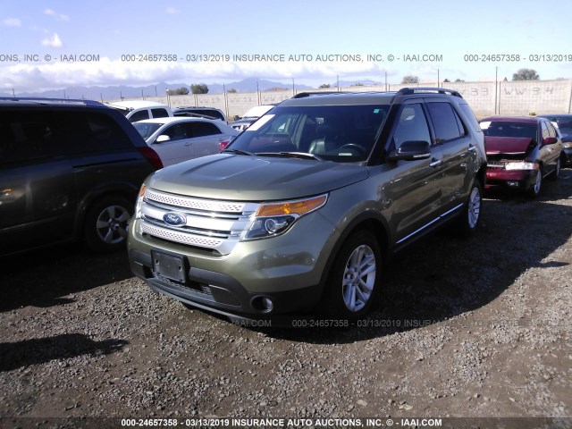 1FM5K8D80DGC81790 - 2013 FORD EXPLORER XLT GREEN photo 2