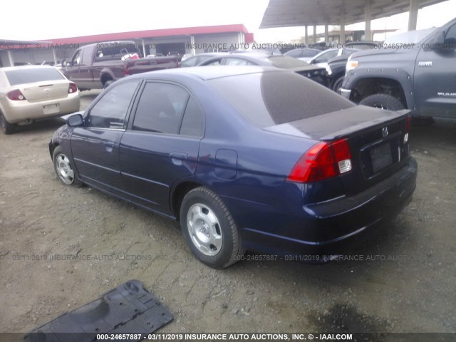 JHMES96665S005343 - 2005 HONDA CIVIC HYBRID BLUE photo 3