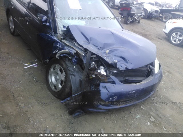 JHMES96665S005343 - 2005 HONDA CIVIC HYBRID BLUE photo 6