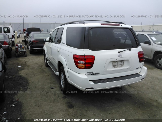 5TDZT38AX2S112981 - 2002 TOYOTA SEQUOIA LIMITED WHITE photo 3