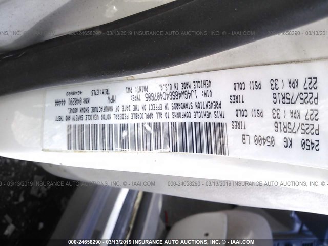 1J4GW48S64C407605 - 2004 JEEP GRAND CHEROKEE LAREDO/COLUMBIA/FREEDOM 白色 照片 9