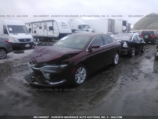 1C3CCCAB6GN138049 - 2016 CHRYSLER 200 LIMITED MAROON photo 2