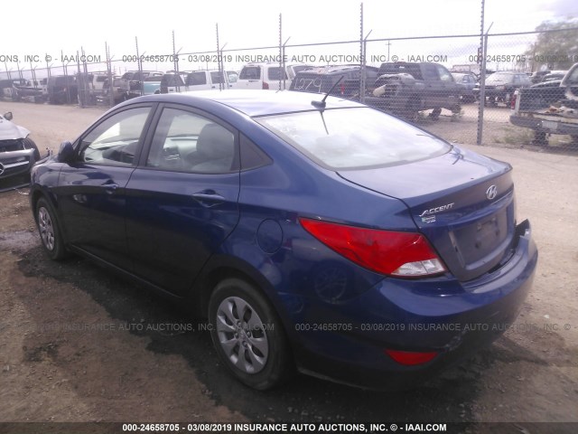 KMHCT4AE8HU174050 - 2017 HYUNDAI ACCENT SE BLUE photo 3